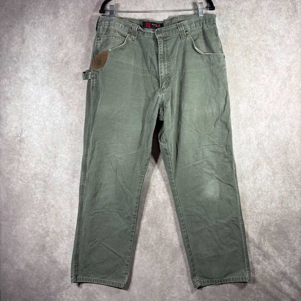 Wrangler RIGGS Ripstop Pants Mens 38x30 Green Workwear Carpenter Utility Jeans‎